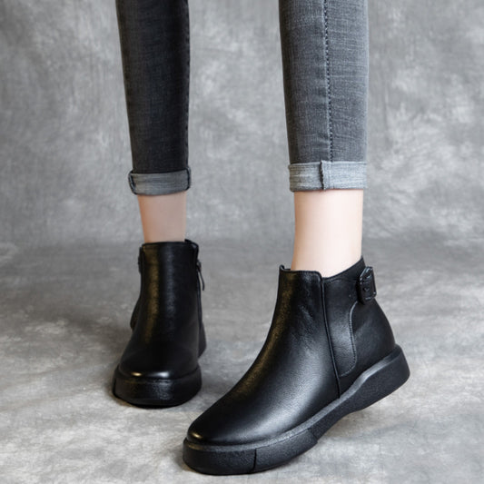 Women's For Fleece-lined Thick Rubber Sole Handmade Cowhide Boots