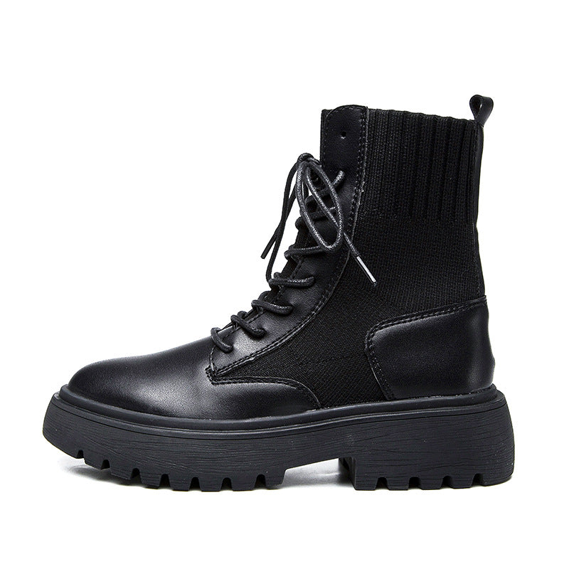 Women's Thin Martin Chunky Platform Socks Short Boots