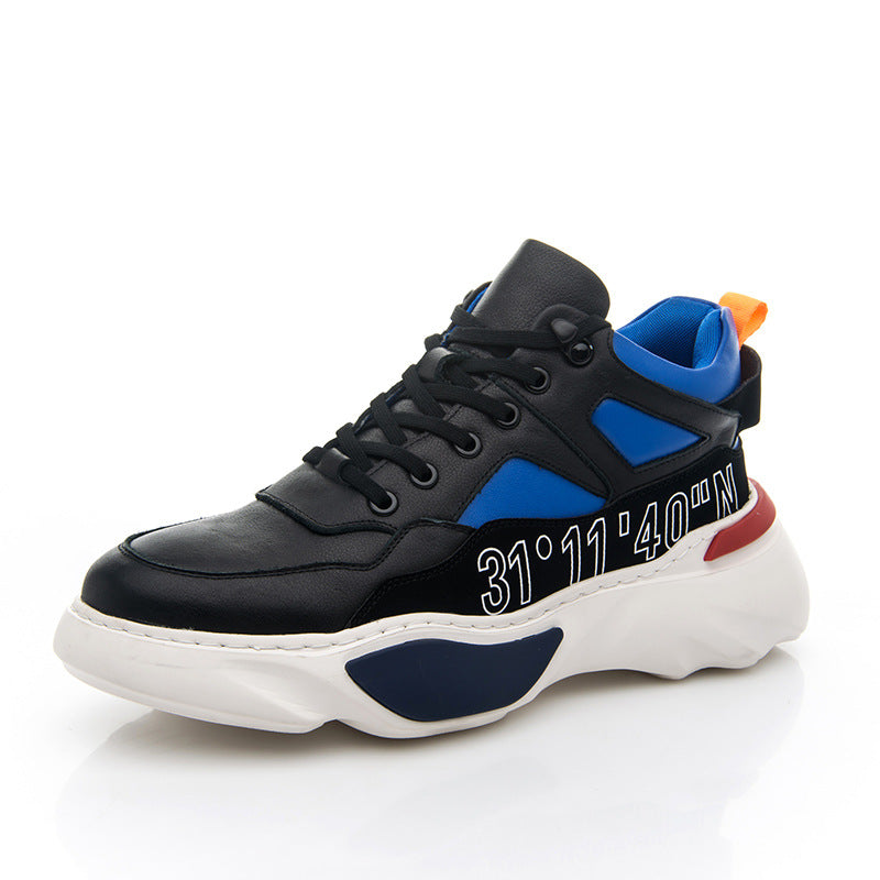 Men's Layer Cowhide High Top Korean Platform Sneakers