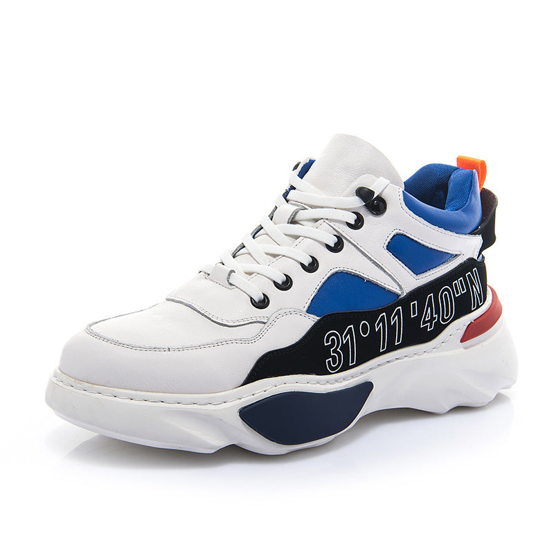 Men's Layer Cowhide High Top Korean Platform Sneakers