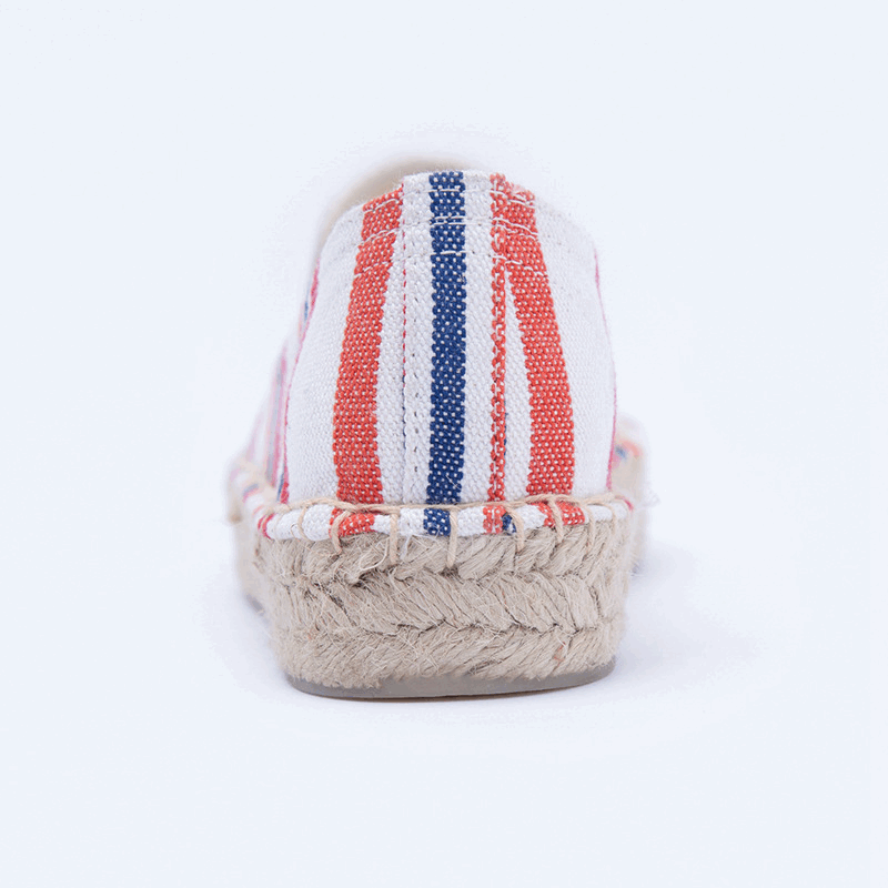 Women's Creative Colorful Striped Linen Breathable Fisherman Canvas Shoes