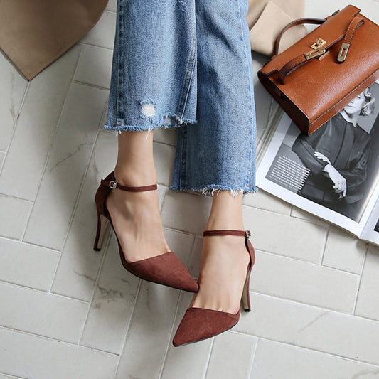 Women's With Toe Box Stiletto Fashion Suede Hollow Korean Heels