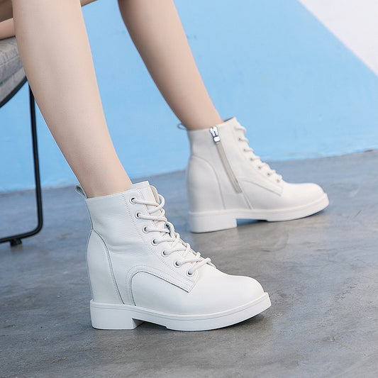 Women's Increasing Martin Female Lace Up Chunky Ankle Thick-soled Boots
