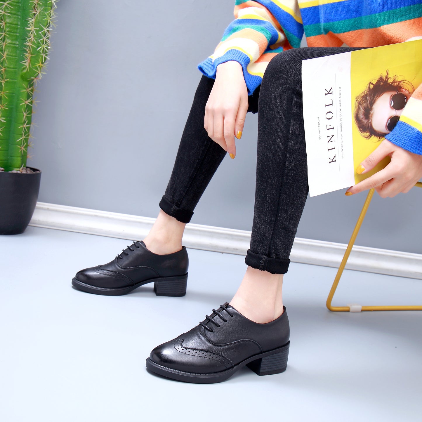 Women's & Men's Chunky Platform Genuine Retro British Style Men's Shoes