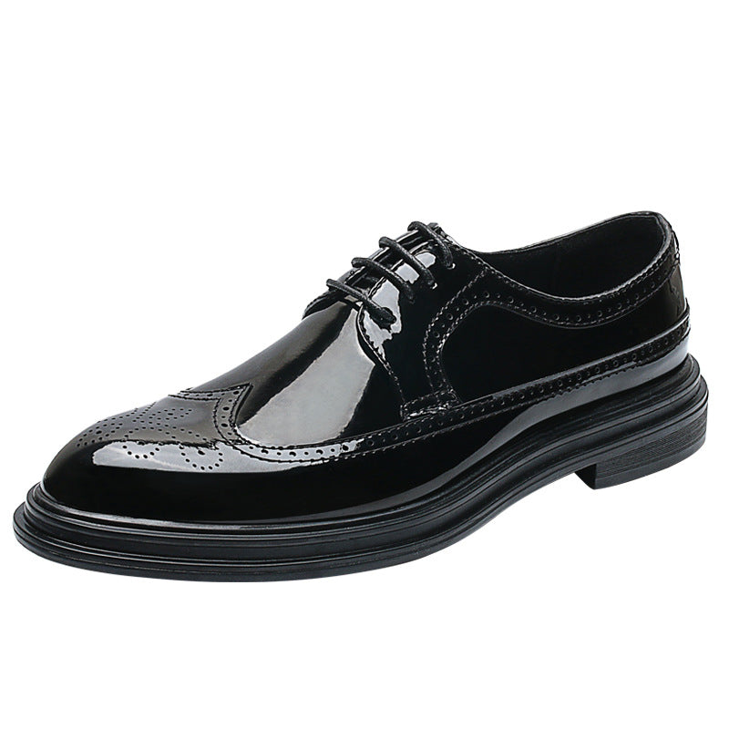 Men's Genuine Dress Trendy Glossy Pointed Toe Patent Comfortable Leather Shoes
