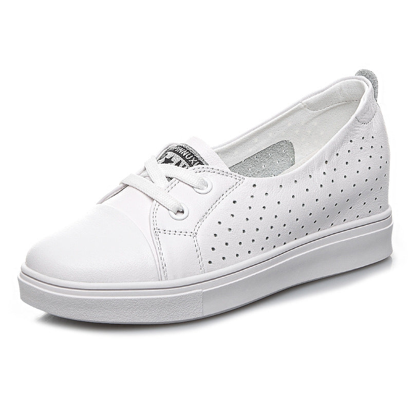 Women's Genuine Summer Hidden White Breathable Hollow Casual Shoes
