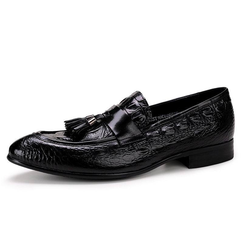 Men's Big Promotion Cowhide Formal British Pattern Embossed Sneakers