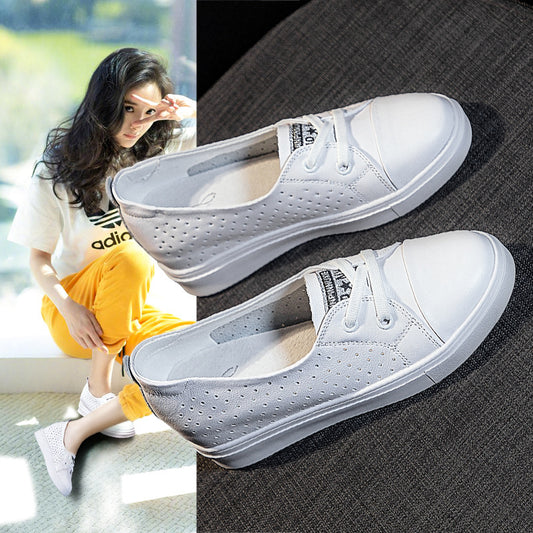 Women's Genuine Summer Hidden White Breathable Hollow Casual Shoes