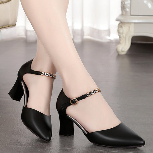 Women's High Buckle Chunky Soft Mother Closed Sandals