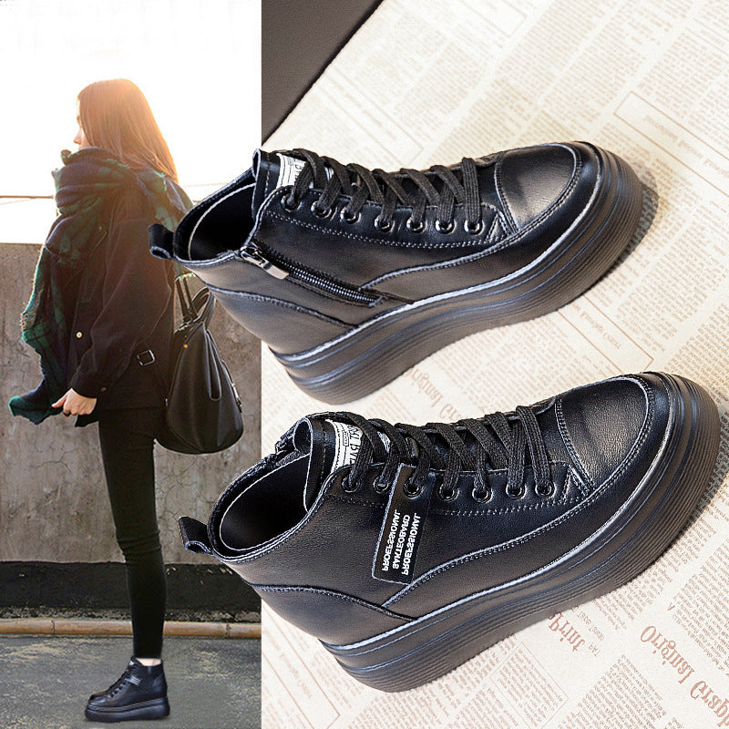 Women's Height Increasing Insole Autumn Muffin Platform Casual Shoes