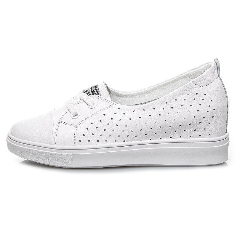 Women's Genuine Summer Hidden White Breathable Hollow Casual Shoes