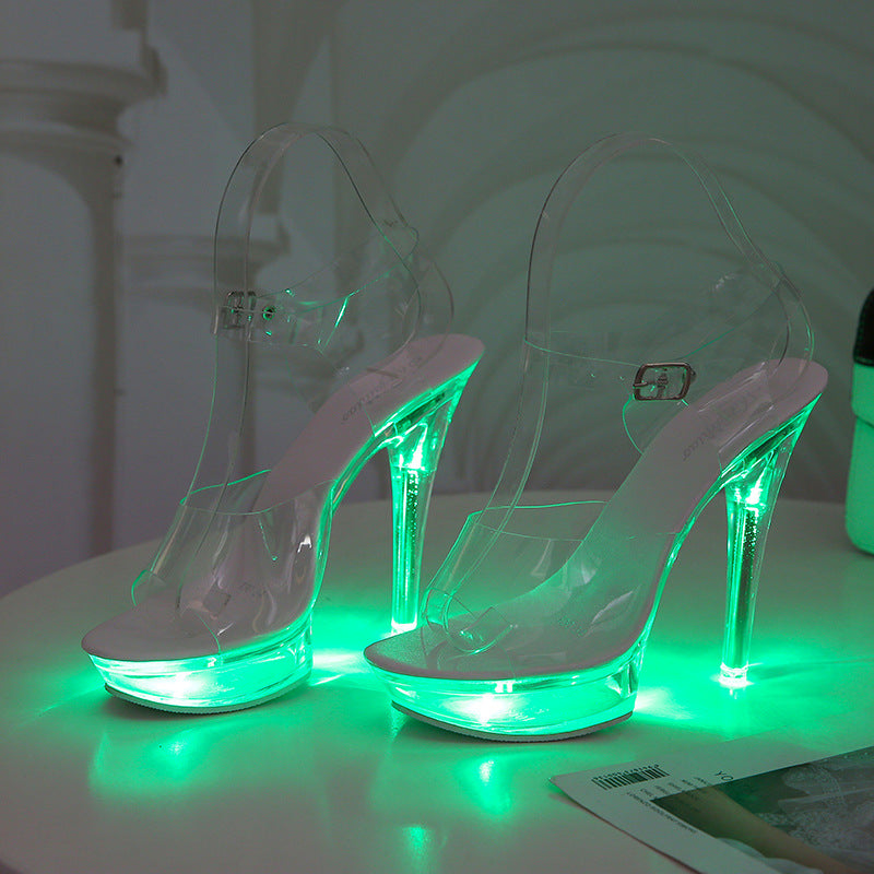 High Luminous Stiletto Waterproof Platform Transparent Sandals