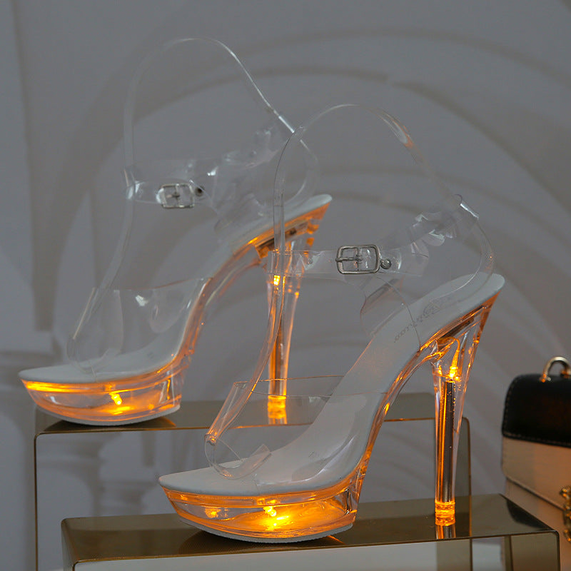 High Luminous Stiletto Waterproof Platform Transparent Sandals