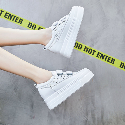 Women's Insole Muffin Cowhide Korean Style Fashion Casual Shoes