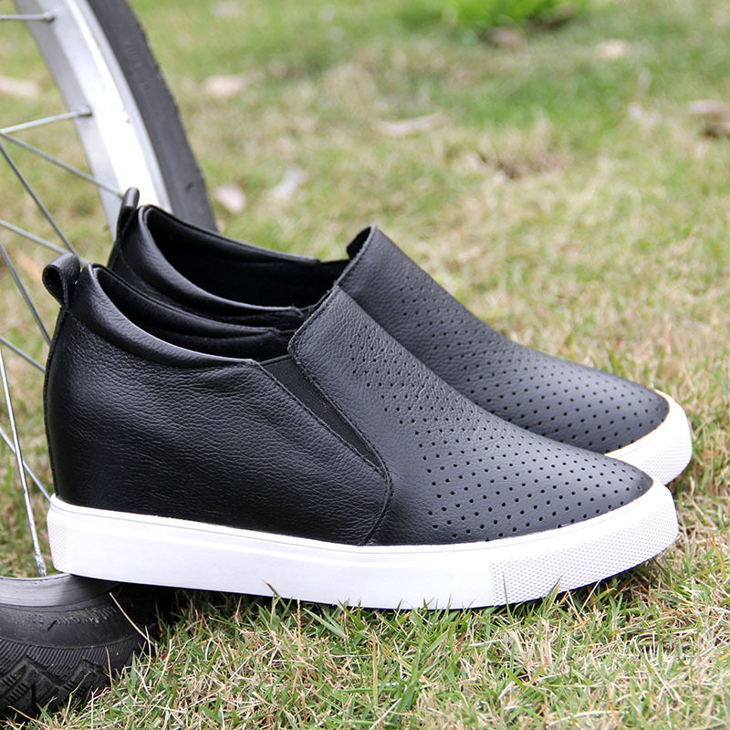 Women's Hole Hidden White Summer Authentic Wedge Casual Shoes