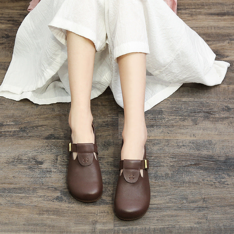 Handmade Genuine Pumps Shallow Mouth Artistic Soft Flat Bottom Casual Shoes