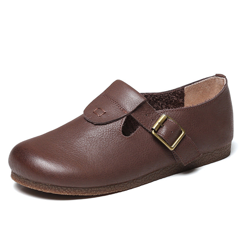 Handmade Genuine Pumps Shallow Mouth Artistic Soft Flat Bottom Casual Shoes