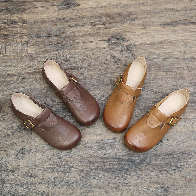 Handmade Genuine Pumps Shallow Mouth Artistic Soft Flat Bottom Casual Shoes
