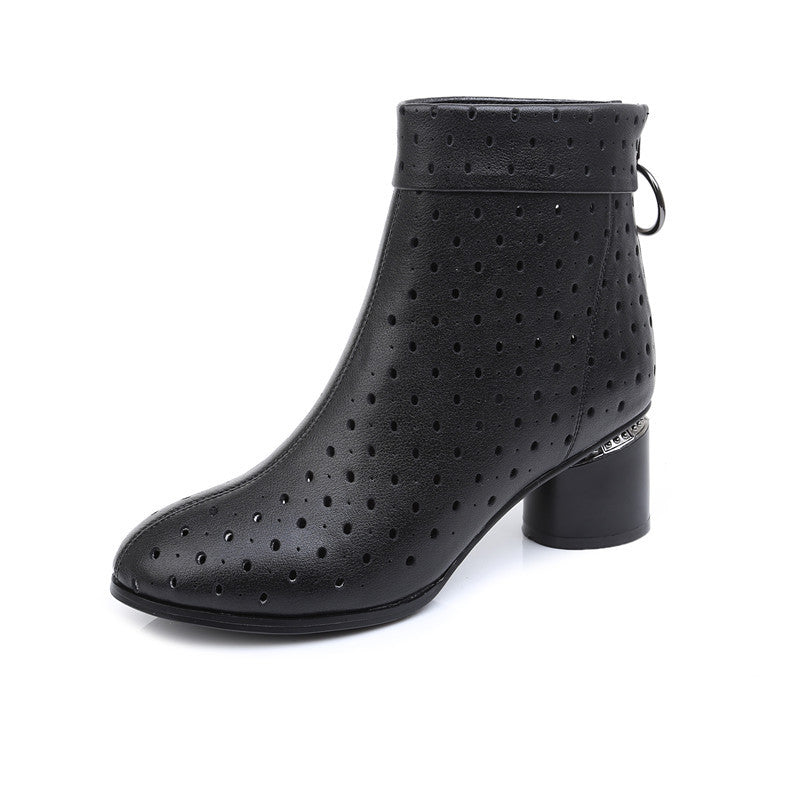 Women's Hollow Booties Mid Authentic Chunky Plus Sandals
