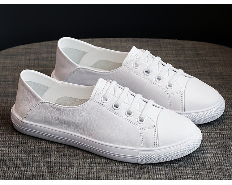 Women's Layer Cowhide Easy Wear Flat Breathable Korean Style Nurse Teacher Women's Casual Shoes
