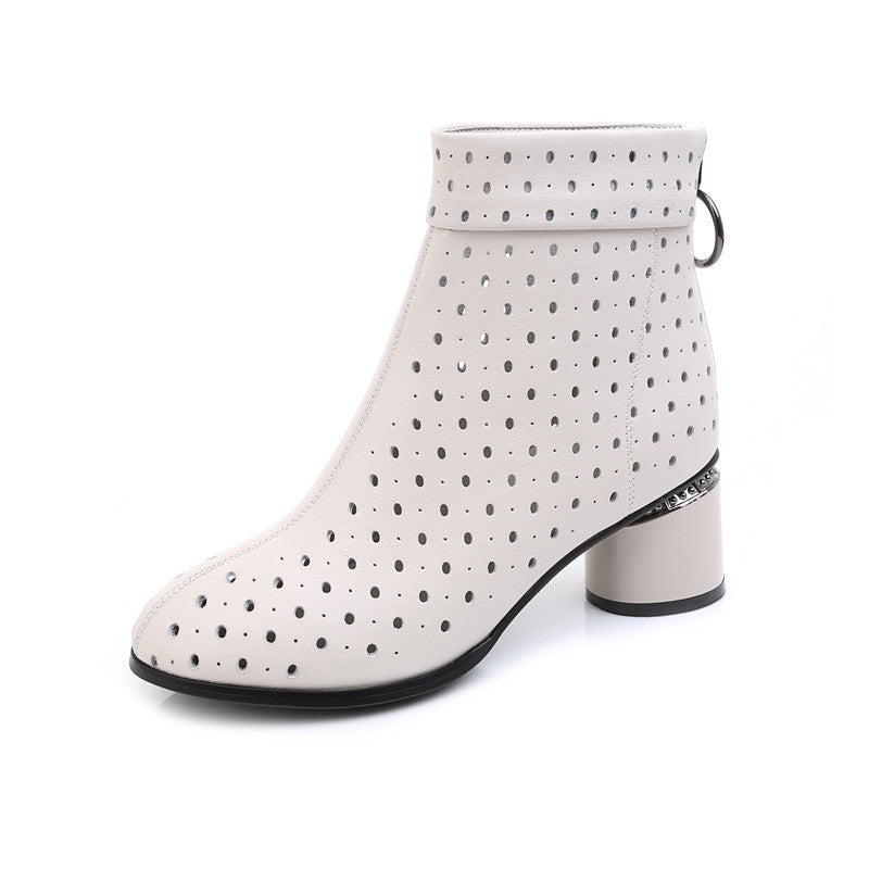 Women's Hollow Booties Mid Authentic Chunky Plus Sandals