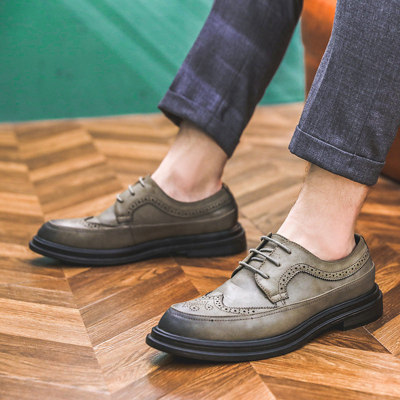 Men's British Brogue Business Formal Wear Korean Leather Shoes