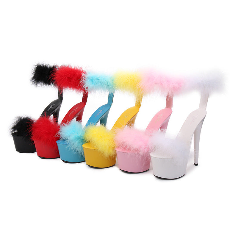 Women's Patent Special High Stiletto Sexy Black Slippers