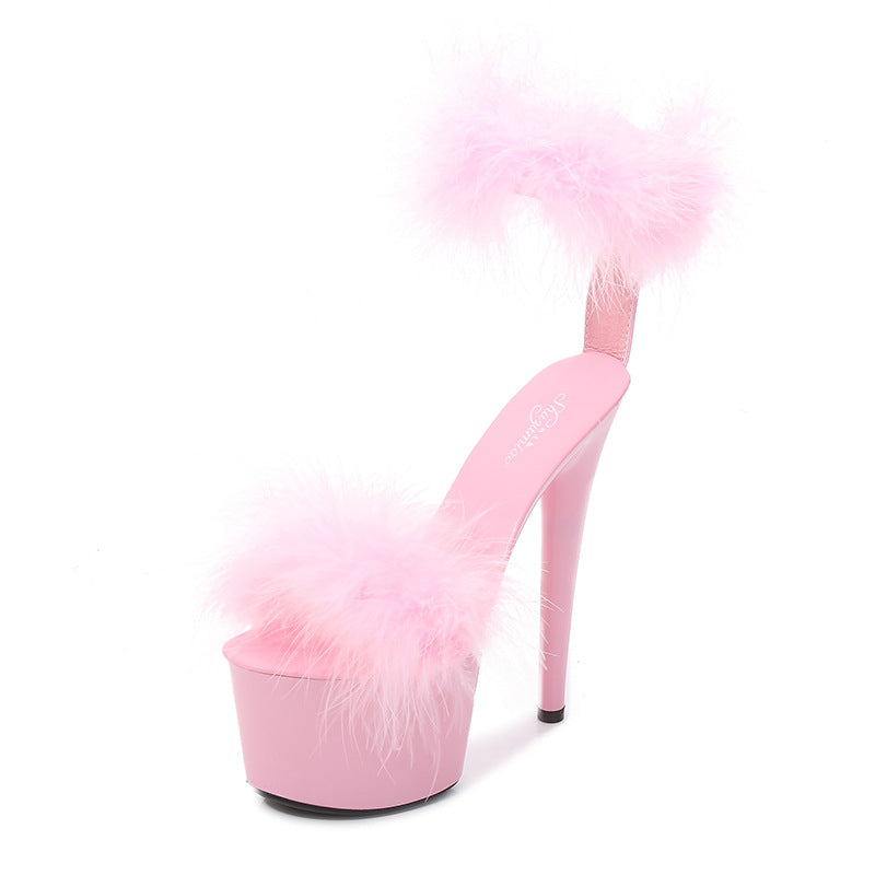 Women's Patent Special High Stiletto Sexy Black Slippers