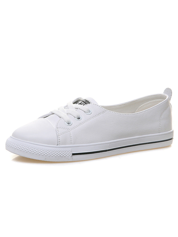 Women's Layer Cowhide Comfortable Versatile White Western Style Spring Four Tide Women's Casual Shoes