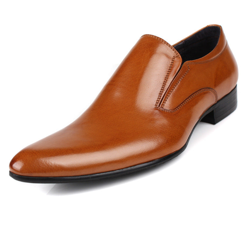 Toe Top Layer Cowhide Slip-on Business Formal Wear European Leather Shoes