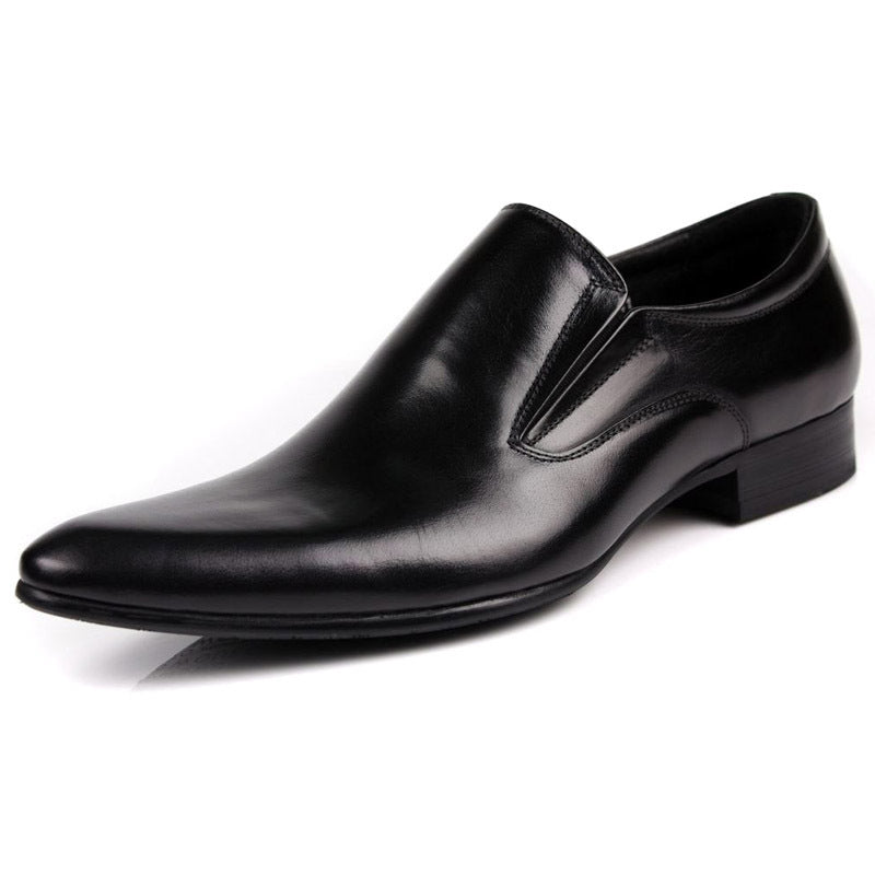 Toe Top Layer Cowhide Slip-on Business Formal Wear European Leather Shoes