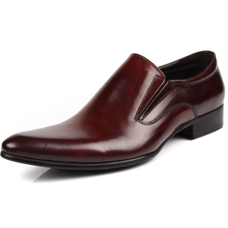 Toe Top Layer Cowhide Slip-on Business Formal Wear European Leather Shoes