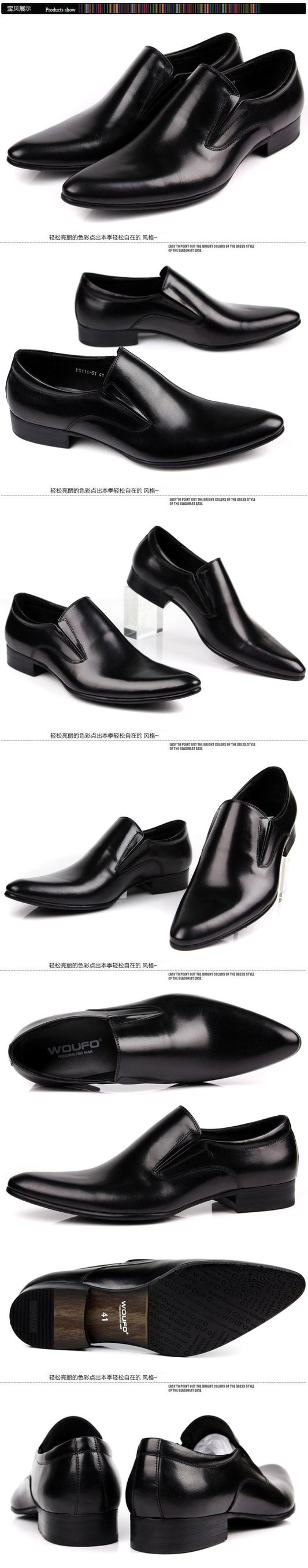 Toe Top Layer Cowhide Slip-on Business Formal Wear European Leather Shoes