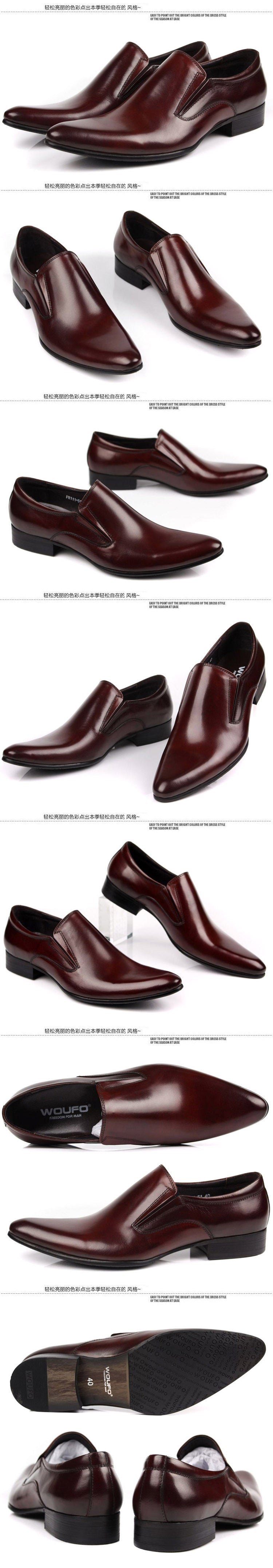 Toe Top Layer Cowhide Slip-on Business Formal Wear European Leather Shoes