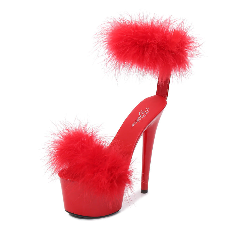 Women's Patent Special High Stiletto Sexy Black Slippers
