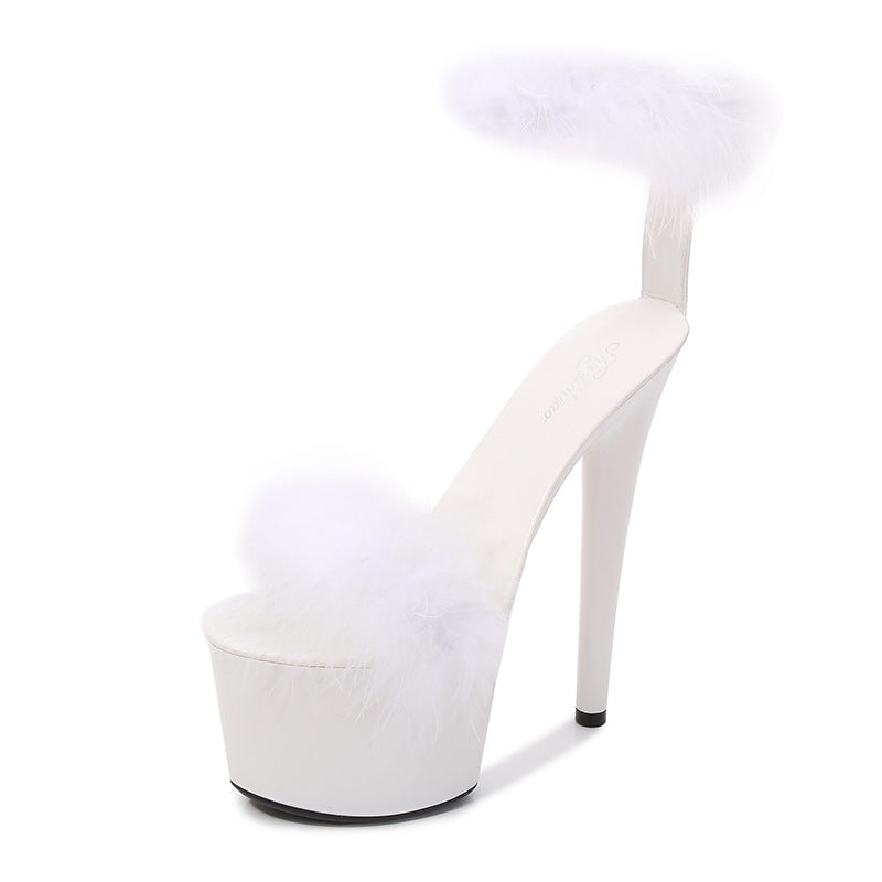 Women's Patent Special High Stiletto Sexy Black Slippers