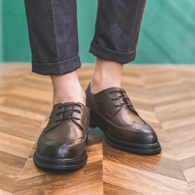 Men's British Brogue Business Formal Wear Korean Leather Shoes
