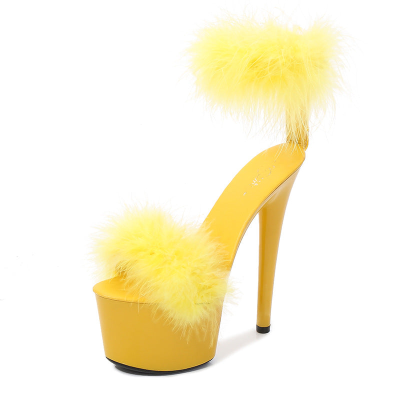 Women's Patent Special High Stiletto Sexy Black Slippers