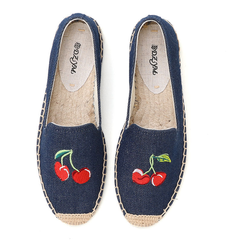 Women's & Men's Flat Classic Style Slip-on Linen Straw Canvas Shoes
