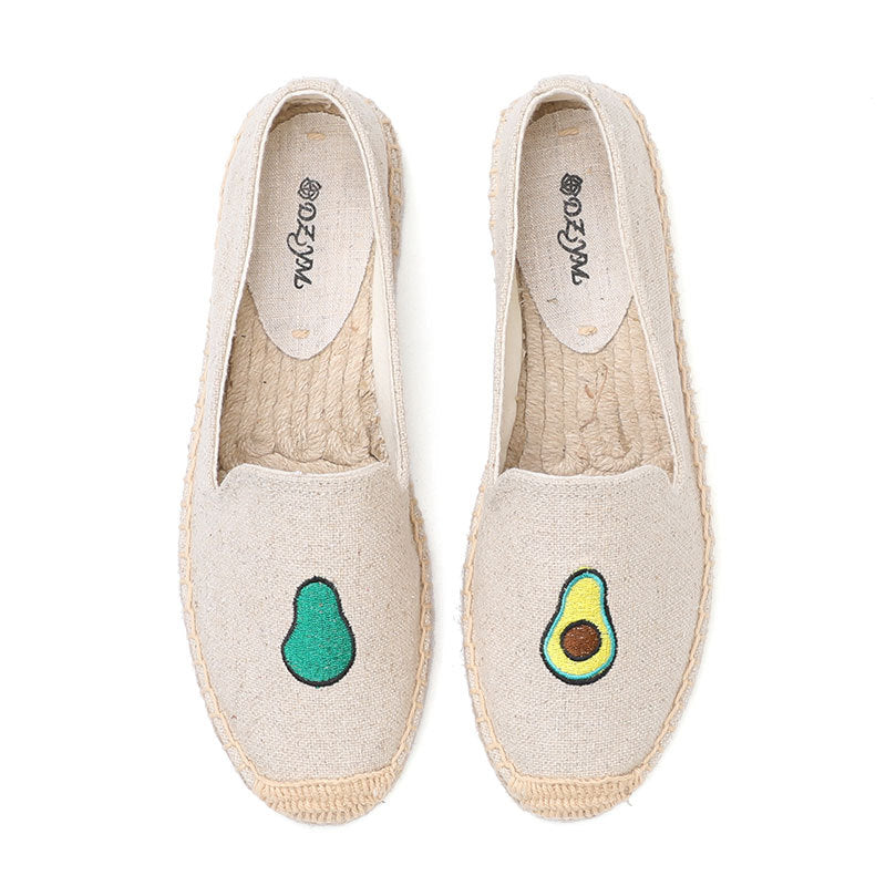 Women's & Men's Flat Classic Style Slip-on Linen Straw Canvas Shoes