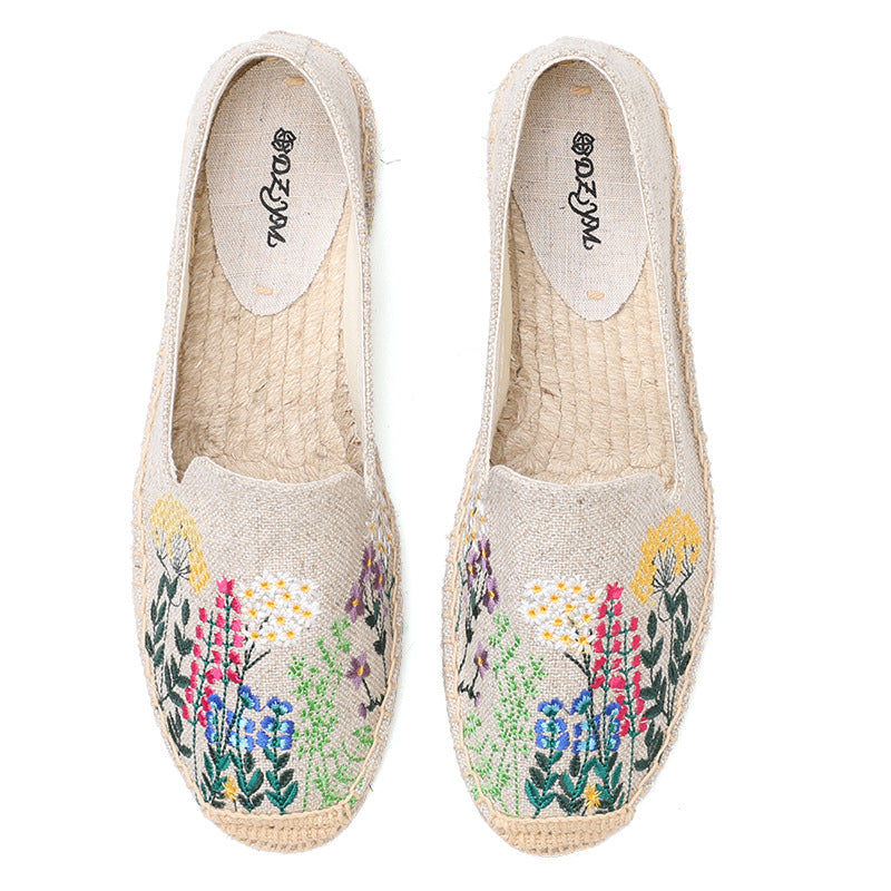 Women's Flat Classic Style Embroidered Slip-on Korean Canvas Shoes