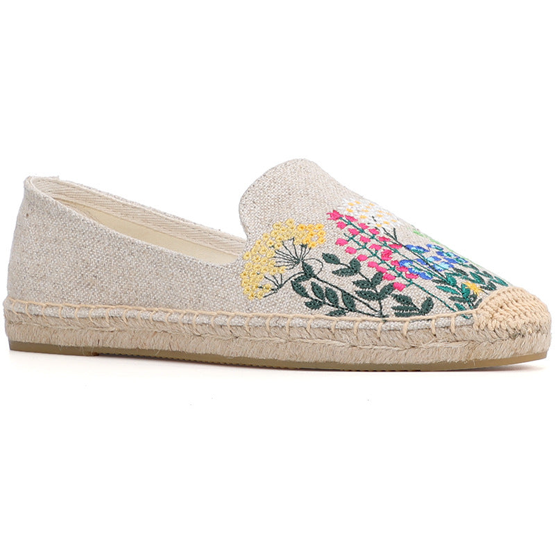 Women's Flat Classic Style Embroidered Slip-on Korean Canvas Shoes