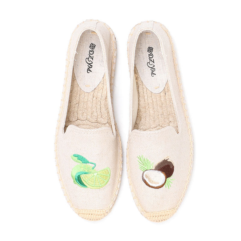 Women's & Men's Flat Classic Style Slip-on Linen Straw Canvas Shoes