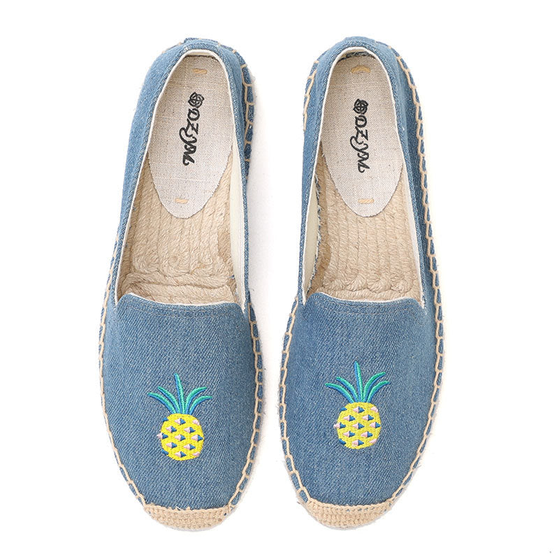 Women's & Men's Flat Classic Style Slip-on Linen Straw Canvas Shoes