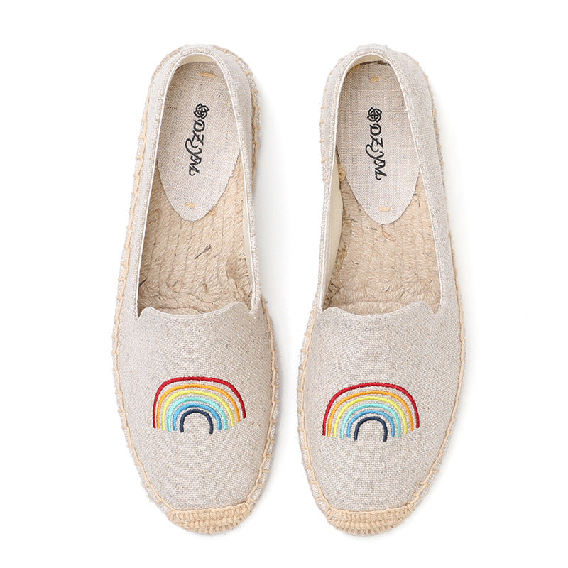 Women's Flat Classic Style Embroidered Slip-on Korean Canvas Shoes