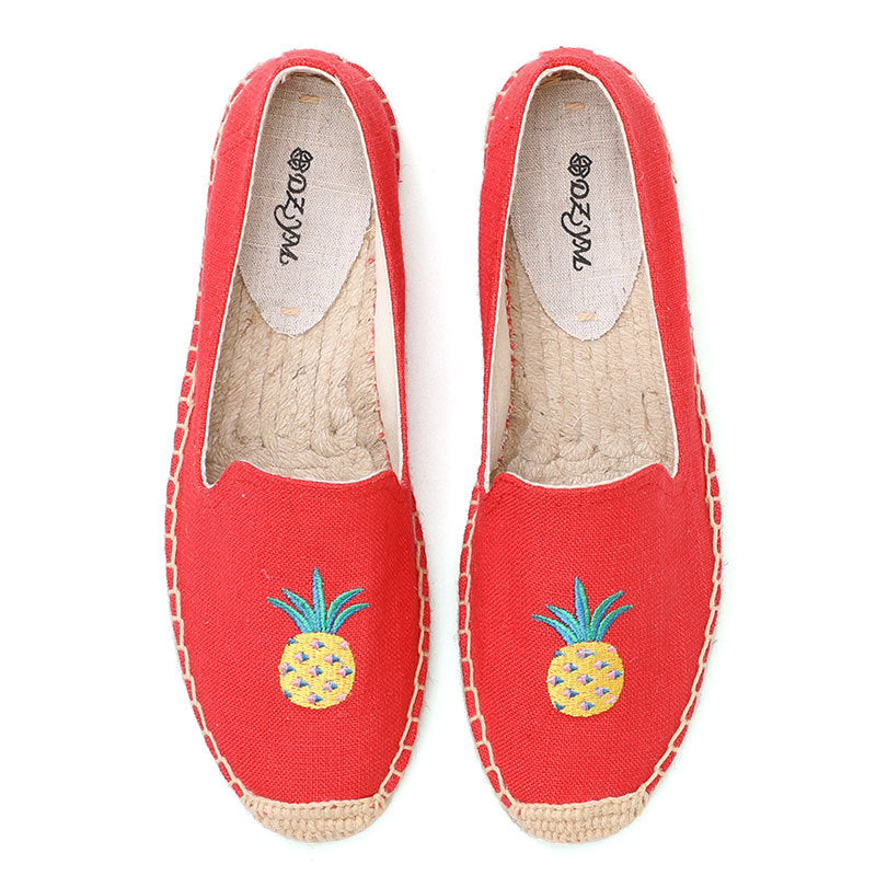 Women's & Men's Flat Classic Style Slip-on Linen Straw Canvas Shoes