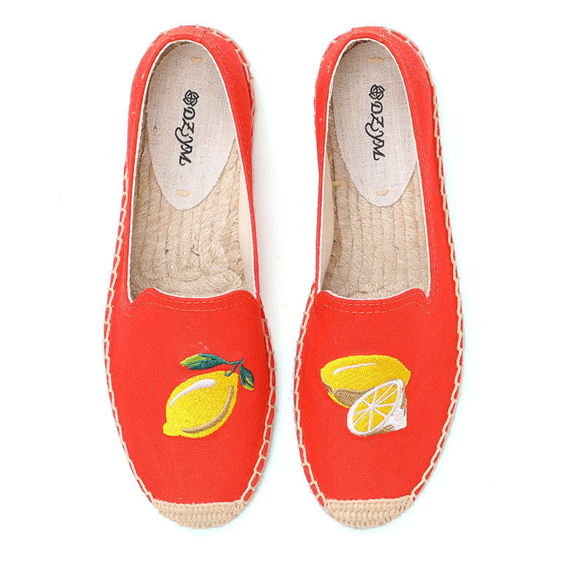 Women's & Men's Flat Classic Style Slip-on Linen Straw Canvas Shoes
