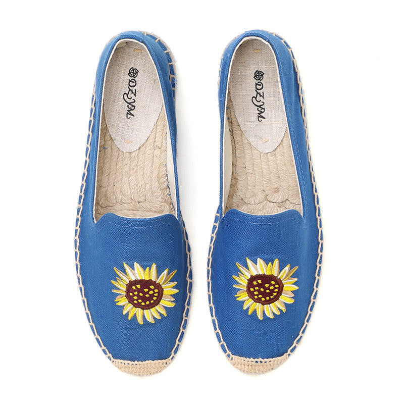 Women's & Men's Flat Classic Style Slip-on Linen Straw Canvas Shoes