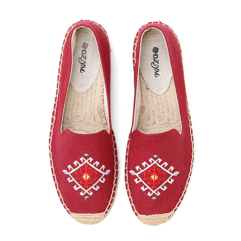 Women's Flat Classic Style Embroidered Slip-on Korean Canvas Shoes
