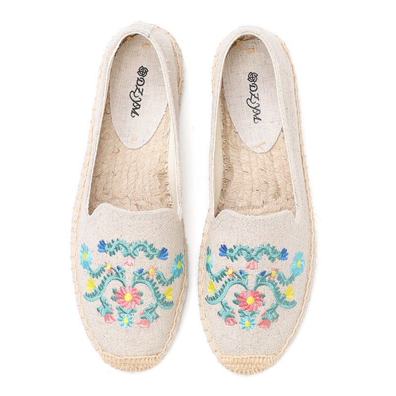 Women's Flat Classic Style Embroidered Slip-on Korean Canvas Shoes